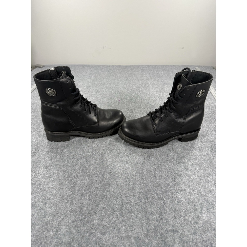 Harley-Davidson Womens 88011 Black Leather Lace Up Side Zip Motorcycle Boots 8.5 - Picture 4 of 9